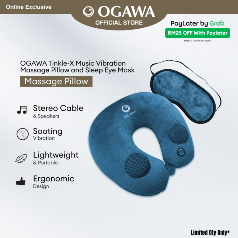 OGAWA Tinkle-X Music Vibration Massage Pillow and Sleep Eye Mask (Blue)*
